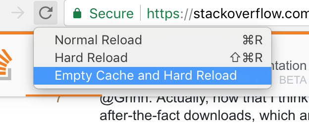 shortcut for hard refresh on mac chrome